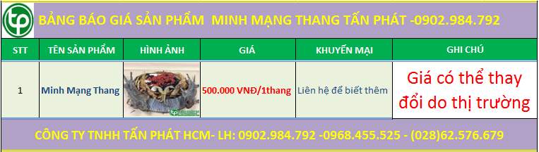 Bảng giá Minh Mạng Thang tại Ninh Thuận trị sinh lý suy giảm