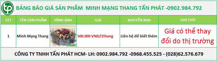 Bảng giá Minh Mạng Thang tại Quảng Ninh trị đau lưng nhứt mỏi